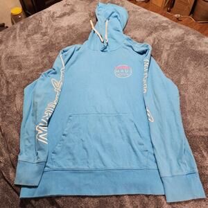 American Eagle Maui and Sons Hooded long sleeve tshirt light blue Size L 2347